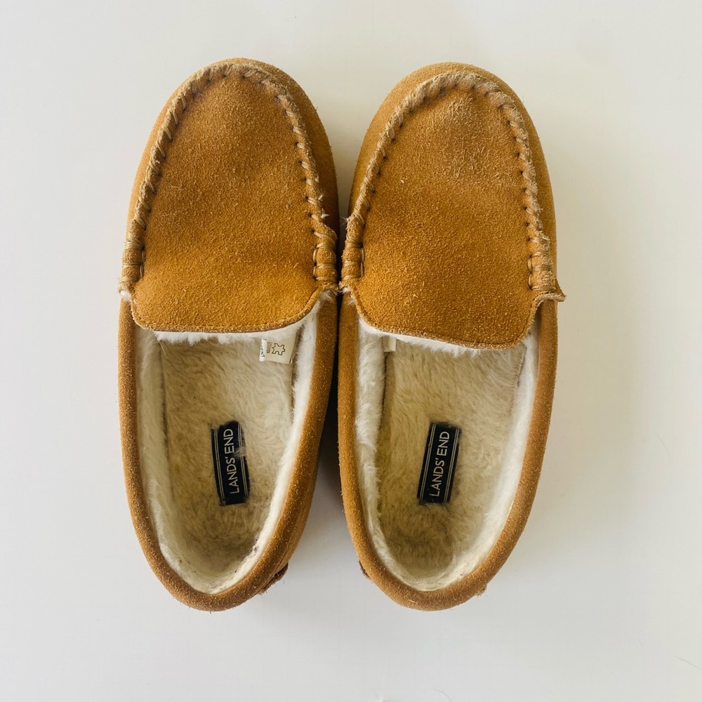 Lands' End Kids Tan Moccasin Slippers